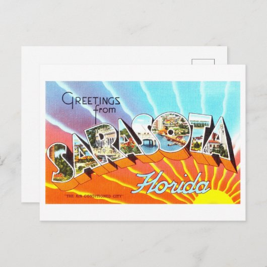 フロリダ州サラソタからのヴィンテージの挨拶 ポストカード (正面/裏面)