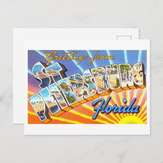 フロリダ州サンクトペテルブルクからのヴィンテージの挨拶 ポストカード (正面/裏面)