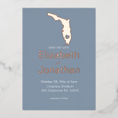 フロリダ州シルエットデスティネーションウェディングバラ 箔招待状 (正面)