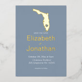 フロリダ州シルエットデスティネーションウェディング金ゴールド 箔招待状 (正面)