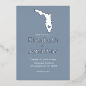 フロリダ州シルエットデスティネーションウェディング 箔招待状 (正面)