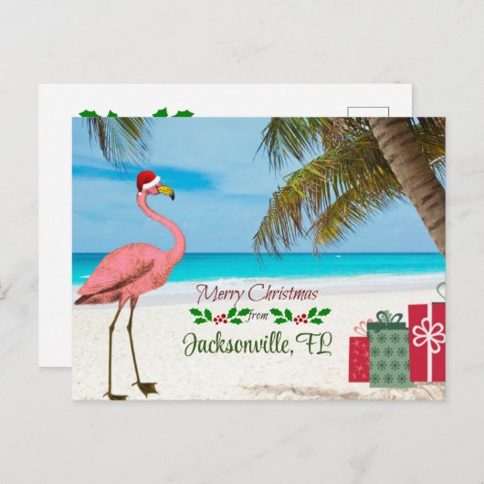 フロリダ州ジャクソンビルからのメリークリスマス シーズンポストカード (正面/裏面)