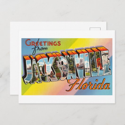 フロリダ州ジャクソンビルからのヴィンテージの挨拶 ポストカード (正面/裏面)