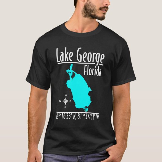フロリダ州ジョージ湖の地図座標Tシャツ Tシャツ (正面)