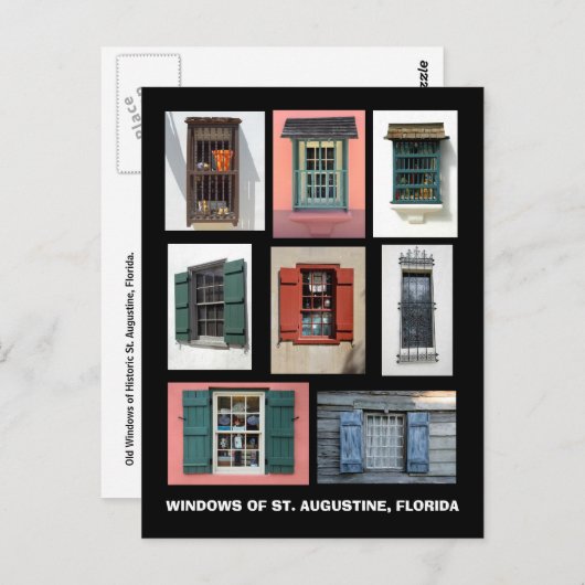 フロリダ州セントオーガスティンのヴィンテージ窓 ポストカード (正面/裏面)