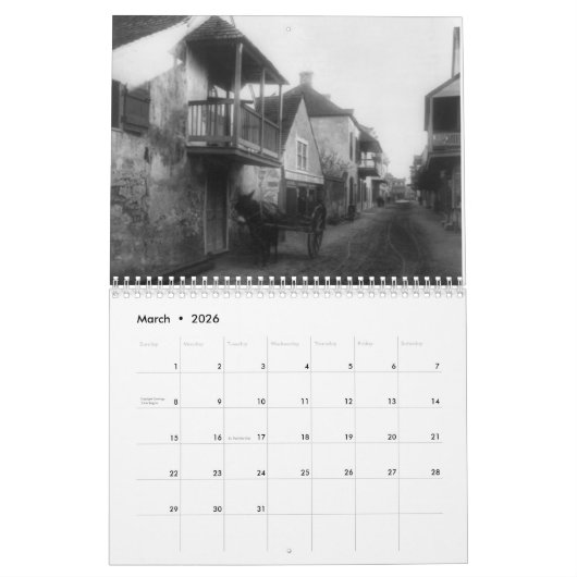 フロリダ州セントオーガスティン カレンダー (3月 2026)