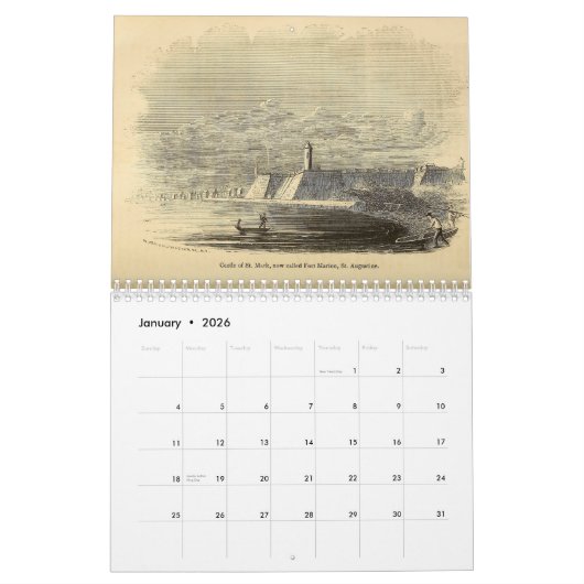 フロリダ州セントオーガスティン カレンダー (1月 2026)