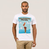 フロリダ州タラハシー漫画の旅行ポスター Tシャツ (正面フル)