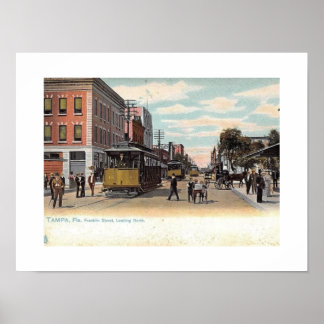 フロリダ州タンパのフランクリン・セントにトロリーヴィンテージ ポスター