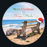 フロリダ州タンパのメリークリスマス ラウンドシール<br><div class="desc">フロリダ州タンパのメリークリスマス…サンシャイン州からの休日の挨拶人気があるデザイン</div>