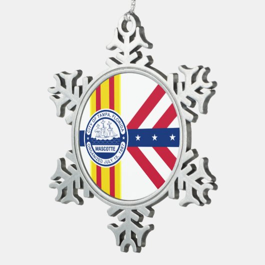 フロリダ州タンパ国旗 スノーフレークピューターオーナメント (右)