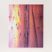 フロリダ州ナポリの海に劇的なピンクの夕日 ジグソーパズル (縦)