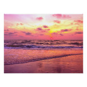 フロリダ州ネイプルスの海上のドラマティックなピンクの夕焼け ポスター (正面)