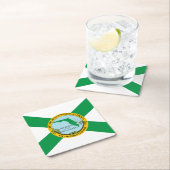 フロリダ州ハリウッド国旗 スクエアペーパーコースター (インサイチュ)