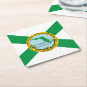 フロリダ州ハリウッド国旗 スクエアペーパーコースター (アングル)