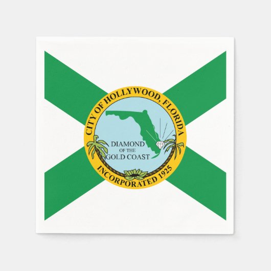 フロリダ州ハリウッド国旗 スタンダードカクテルナプキン (正面)