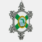 フロリダ州ハリウッド国旗 スノーフレークピューターオーナメント (左)