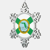 フロリダ州ハリウッド国旗 スノーフレークピューターオーナメント (右)