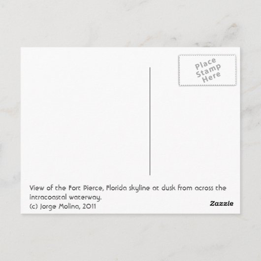 フロリダ州フォートピアースからの反射 ポストカード (裏面)