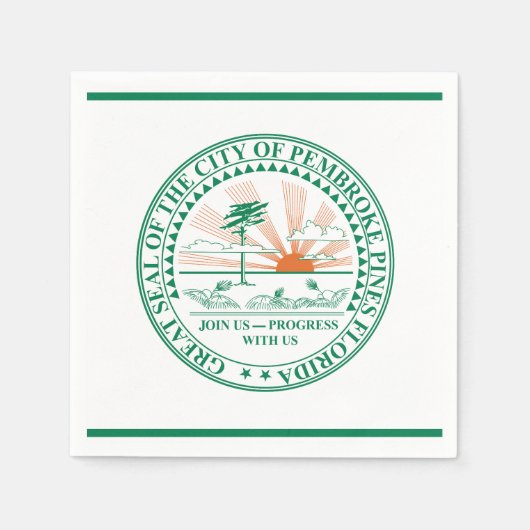 フロリダ州フォートペンブロークパインズ州旗 スタンダードカクテルナプキン (正面)