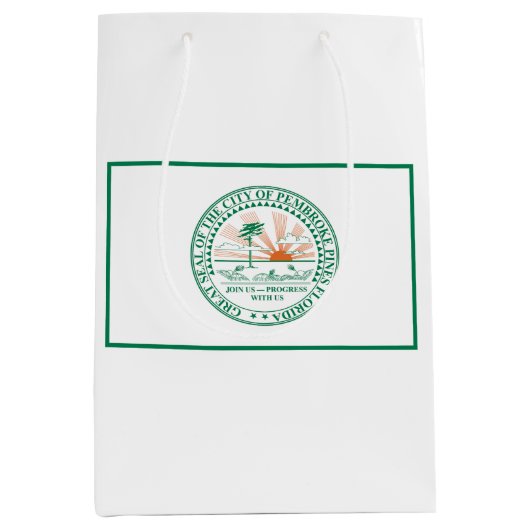 フロリダ州フォートペンブロークパインズ州旗 ミディアムペーパーバッグ (正面)