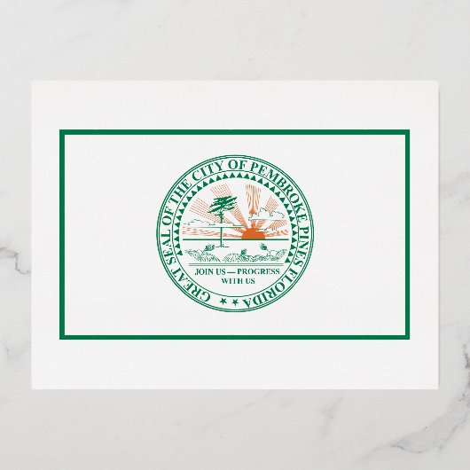 フロリダ州フォートペンブロークパインズ州旗 箔シーズンポストカード (正面)