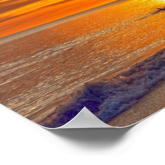 フロリダ州フォートマイヤーズビーチサンセットでイルカ ポスター (角)