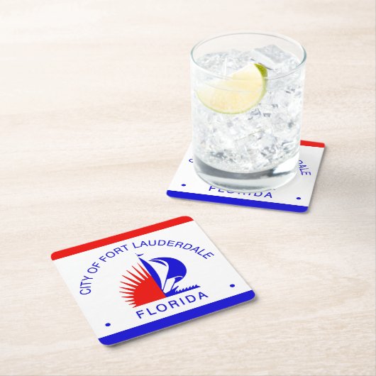 フロリダ州フォートローダーデール州旗 スクエアペーパーコースター (インサイチュ)
