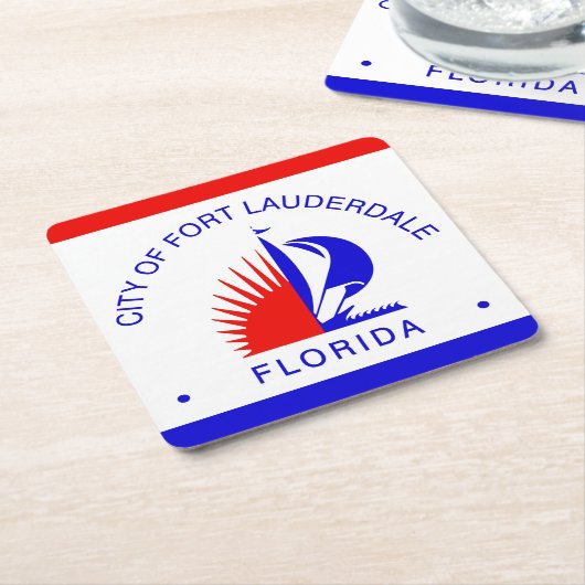 フロリダ州フォートローダーデール州旗 スクエアペーパーコースター (アングル)