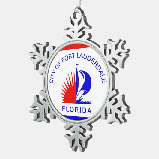 フロリダ州フォートローダーデール州旗 スノーフレークピューターオーナメント (右)