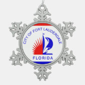 フロリダ州フォートローダーデール州旗 スノーフレークピューターオーナメント (正面)