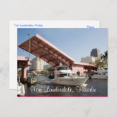 フロリダ州フォートローダーデール湾のピンクブリッジ ポストカード (正面/裏面)