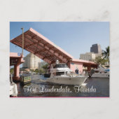 フロリダ州フォートローダーデール湾のピンクブリッジ ポストカード (正面)