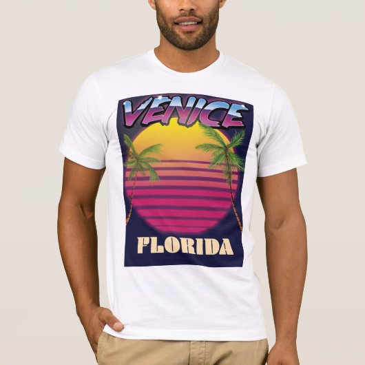 フロリダ州ベニス レトロな旅行ポスター Tシャツ (正面)