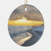 フロリダ州ペンサコーラビーチの美しい夕日 セラミックオーナメント (左)