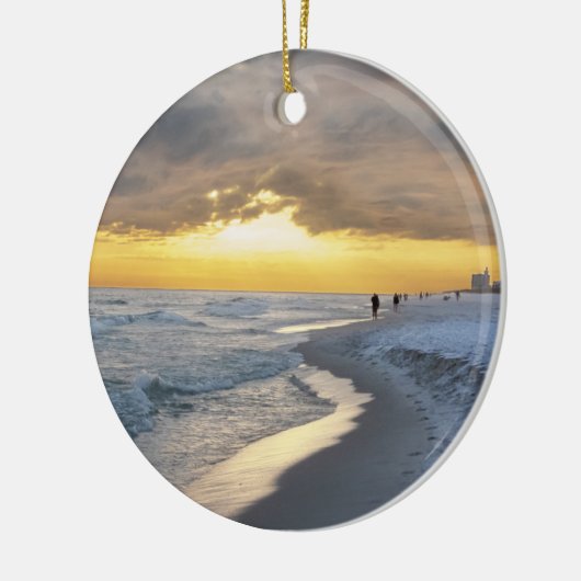 フロリダ州ペンサコーラビーチの美しい夕日 セラミックオーナメント (左)