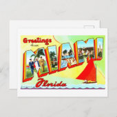 フロリダ州マイアミからのヴィンテージ挨拶 ポストカード (正面/裏面)