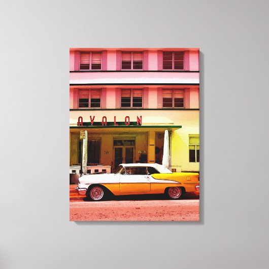 フロリダ州マイアミのアールデコ地区のOldtimer キャンバスプリント (正面)