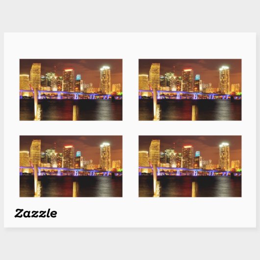 フロリダ州マイアミのスカイライン 長方形シール (シート)