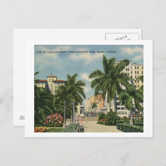フロリダ州マイアミのフラグラー・セントヴィンテージ ポストカード (正面/裏面)