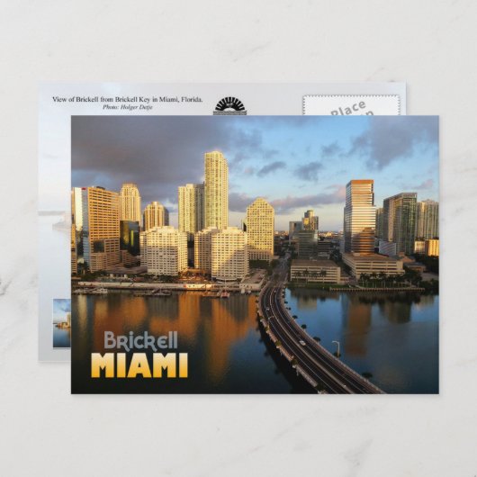 フロリダ州マイアミのブリックル・スカイライン ポストカード (正面/裏面)