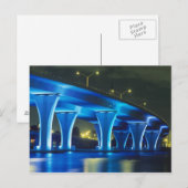 フロリダ州マイアミ港の夜の橋 ポストカード (正面/裏面)