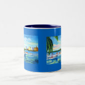 フロリダ州マイアミ、ビスケーン湾に水平探査 ツートーンマグカップ (中央)