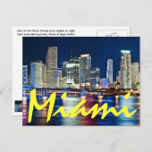 フロリダ州マイアミ 夜のマジックシティ ポストカード (正面/裏面)