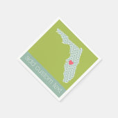 フロリダ州マップの概要とカスタムハートと文字 スタンダードカクテルナプキン (角)