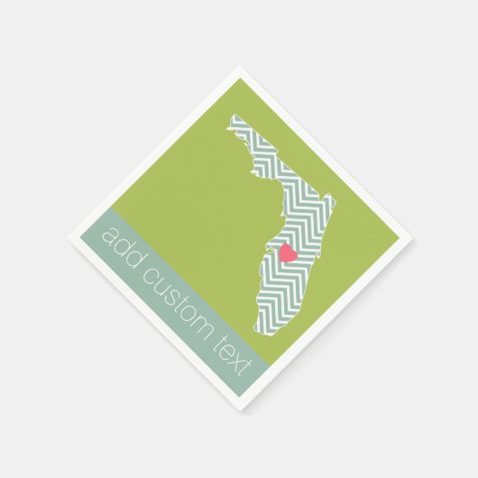 フロリダ州マップの概要とカスタムハートと文字 スタンダードカクテルナプキン (角)