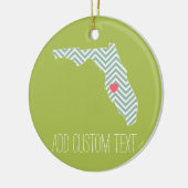 フロリダ州マップの概要とカスタムハートと文字 セラミックオーナメント (左)