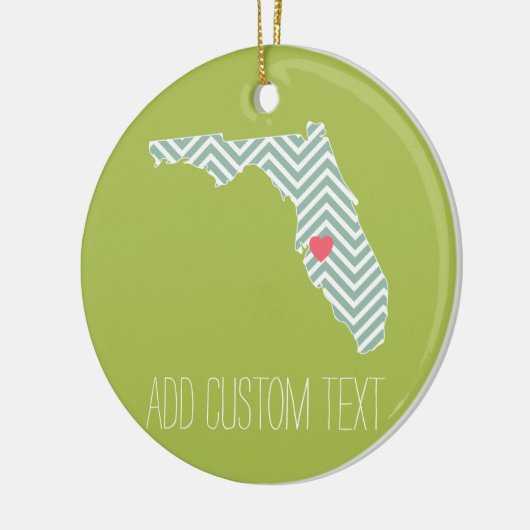 フロリダ州マップの概要とカスタムハートと文字 セラミックオーナメント (左)