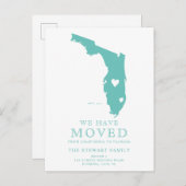 フロリダ州マップティール（緑がかった色）グリーンハートホーム引っ越し 案内ポストカード (正面/裏面)