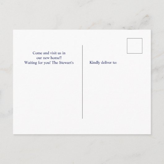 フロリダ州マップネービーブルーウォーターカラーホーム引越 案内ポストカード (裏面)